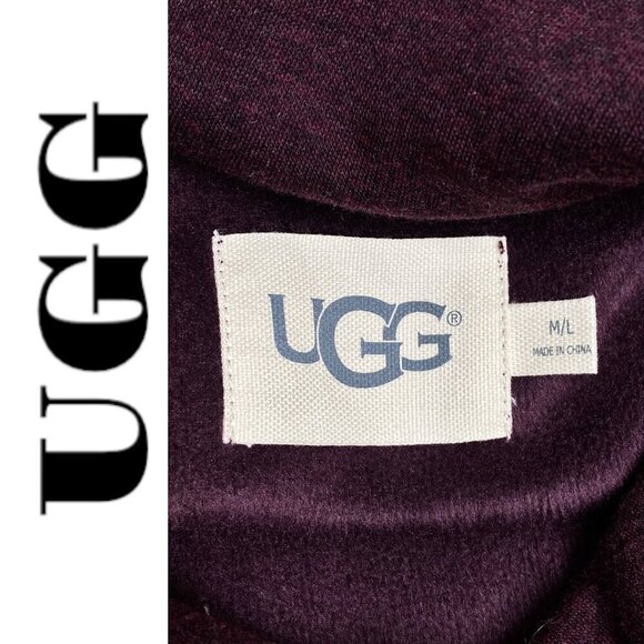 UGG Charlynne Burgundy Red Fleece Lined Mock‎ Neck Cape Poncho, Large - Picture 8 of 15